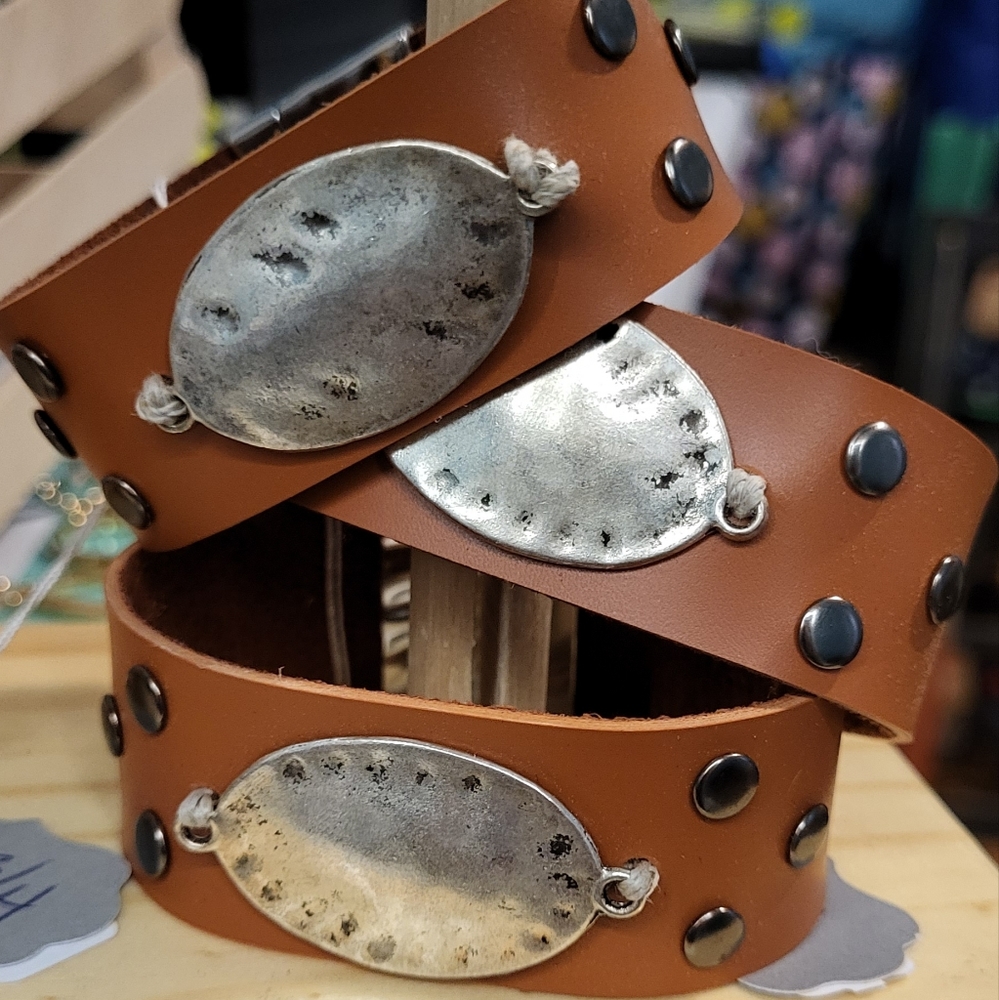 Clearance Sale! Camel leather cuff